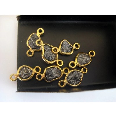 7 mm Roh Schwarz Diamant Verbinder Silber Roh Diamant Doppelschlaufe Gold Ver...