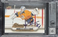 Juuse Saros 2015-16UD Canvas Young Guns #C219 BAS Autograph Grade 10 Card