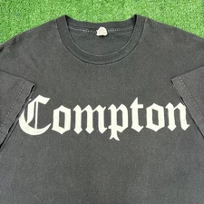 VTG Compton T-Shirt Men XL Faded Black Old English Spellout Rap NWA Kendrick Y2K