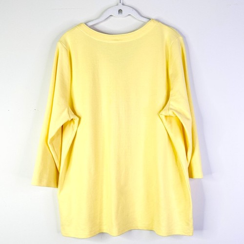 Quacker Factory Cardigan Women L Yellow Cotton Embellished Rhinestone Y2K Vtg - Picture 3 of 9