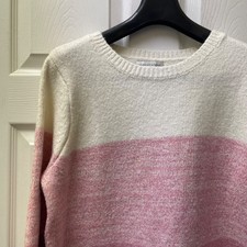 Cupcakes and Cashmere Women's Large Pink Colorblock Knit Sweater Cream to Pink