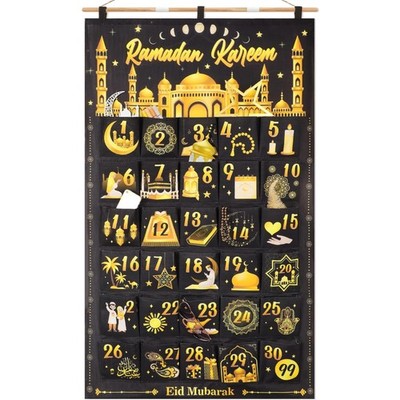 Ramadan Kalender 2026 zum Befüllen Stoff, 30 Adventskalender Wand Tür