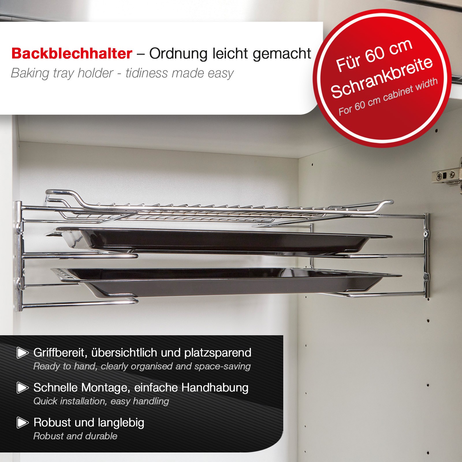 Backblechhalter für 3 Backbleche Backblech-Halterung Gitterrosthalter von SOTECH