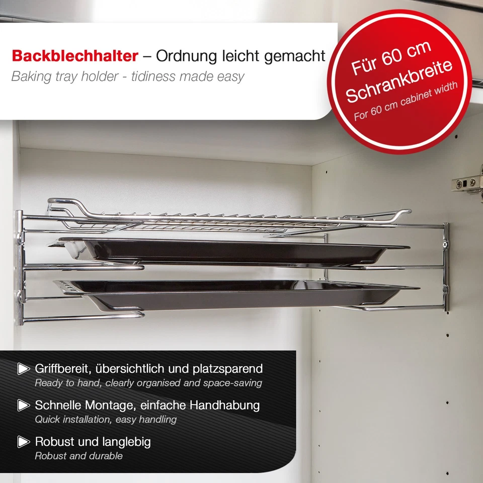 Backblechhalter für 3 Backbleche Backblech-Halterung Gitterrosthalter von SOTECH