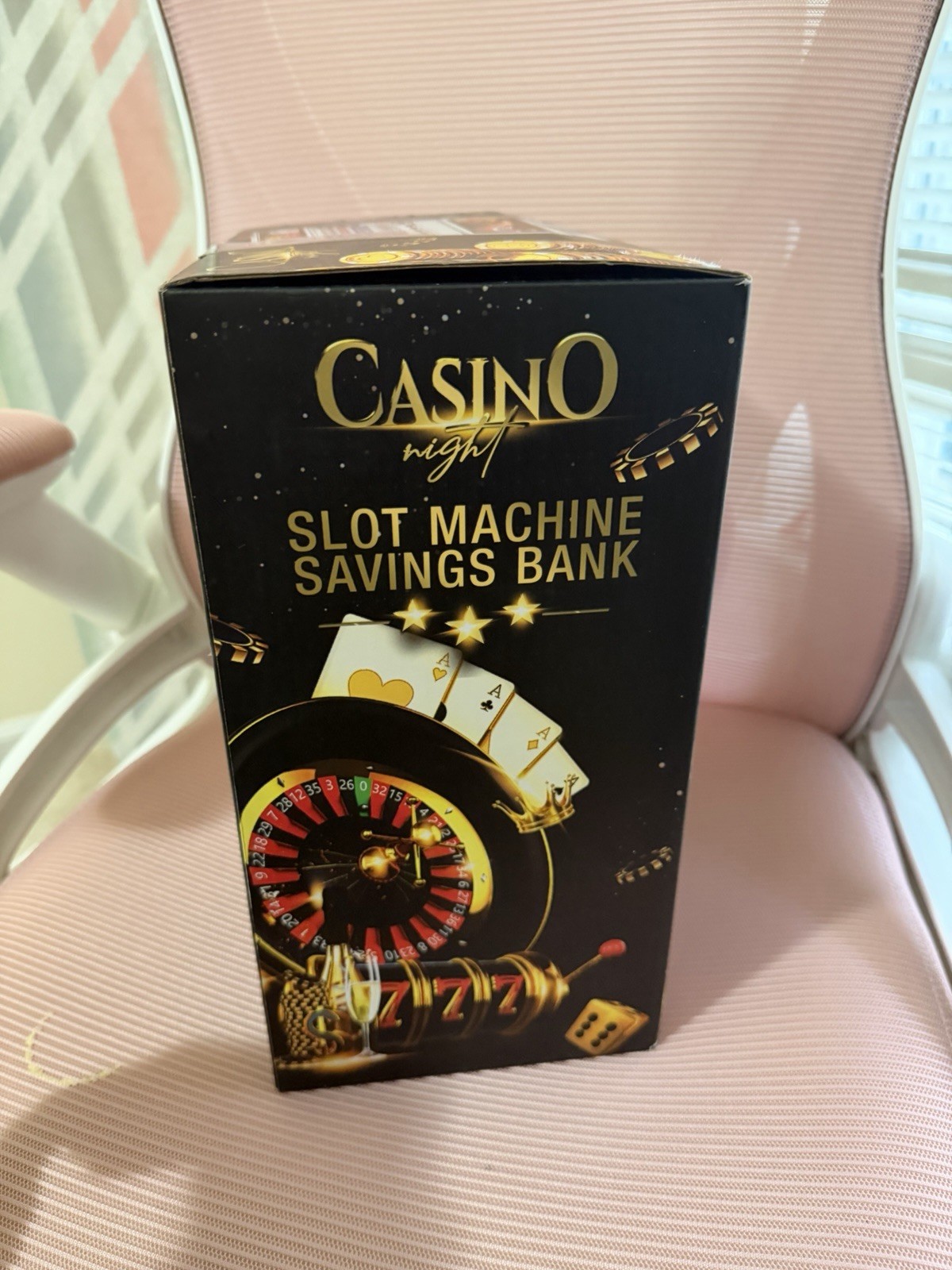 Jumbo Slot Machine Coin Bank Large Flashing Lights Jackpot Sounds Fun Casino Toy