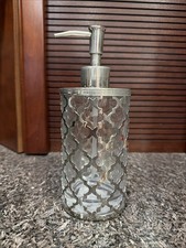 NEW Silver Geometric Design Silver Glass Soap Dispenser