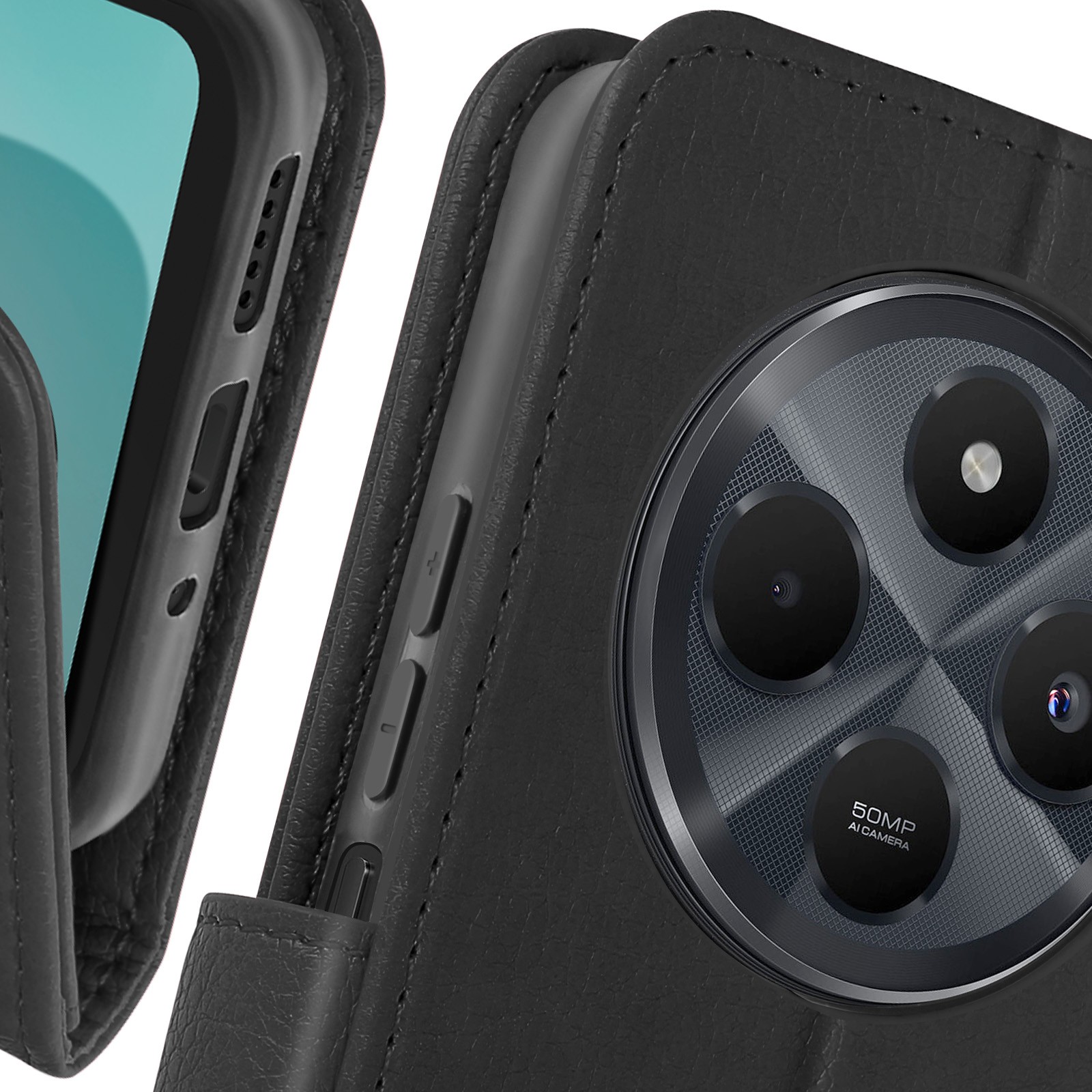 Housse clapet multifonction Xiaomi 14C avec support vidéo intégré - Noir