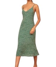 Reformation Alexandra Floral Print Crepe Midi Dress Women's 2 Green