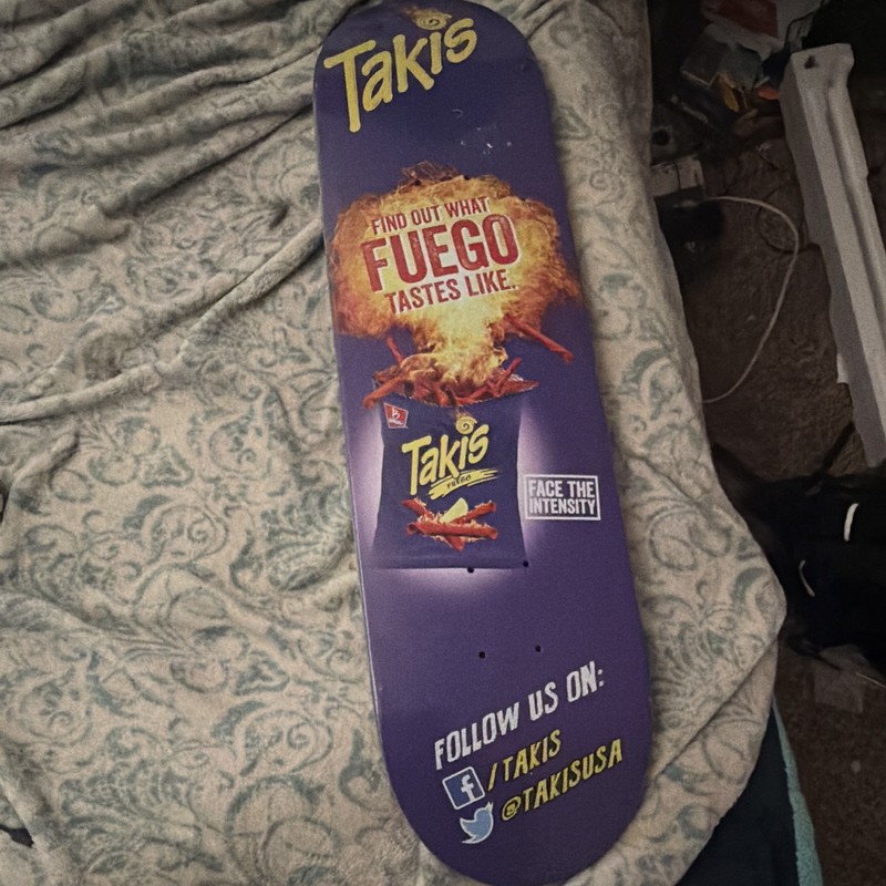 Takis Fuego Purple Skateboard Deck Face the Intensity