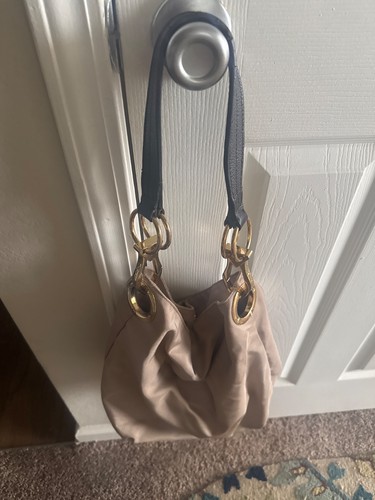 JPK Paris 75 Hobo Schultertasche Taupe Braun Chunky Gold Hardware Bunt Innen