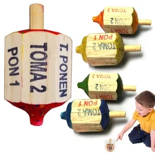 2 Toma Todo Mexican Game 3" Pirinola Spinning Top Game Artesania Calidad Toy Kid