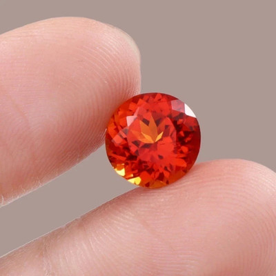 9x9 MM Natural Round Cut Flawless Orange Sapphire GIE Certified Loose Gemstone