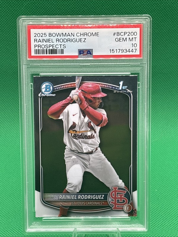 2025 1sBowman Chrome BCP-200 RAINIEL RODRIGUEZ - Cardinals - PSA 10 Gem Mint