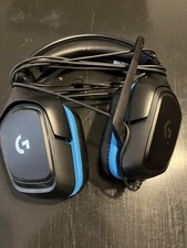Logitech Wired Gaming Headset Boom Microphone Adjustable Headband Black Blue