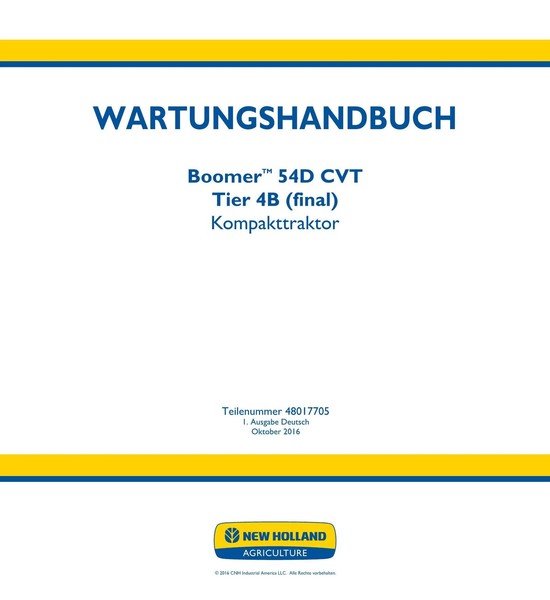 New Holland Boomer 54D CVT Tier 4B Final Traktor Reparaturhandbuch-image