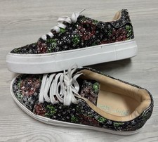 Betsey Johnson Women's Athletic Shoes Size 9M Rhinestone Green with Red Sparkle
