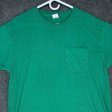 Vintage Fruit Of The Loom Pocket T Shirt Mens XL Green Single Stitch Made In USA