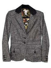 CABi Tweed Gray Blazer Women's Size 2 Coat Wool Blend Fox Hunt Horse Equestrian