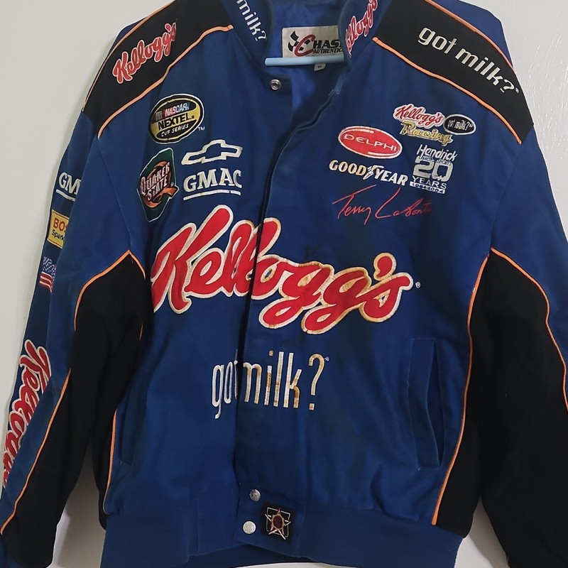 Chase Authentics Terry Labonte Kellogg's got milk? NASCAR Jacket Blue/Black M