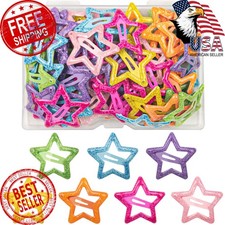 ZGQHZR Glitter Star Snap Hair Clips Mixed Color 70 Pcs