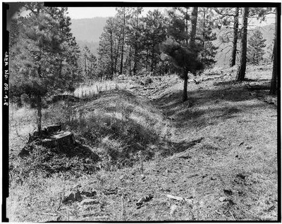 8. VIEW OF DITCH, LOOKING WEST-SOUTHWEST - Rock Creek Mining District, Upper,