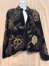 Chico's Velour Embroidered Blazer Size 2 Large