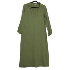 Natura Womens Lagenlook Gauzy Cotton Midi Dress Size L Green Goblincore Granola