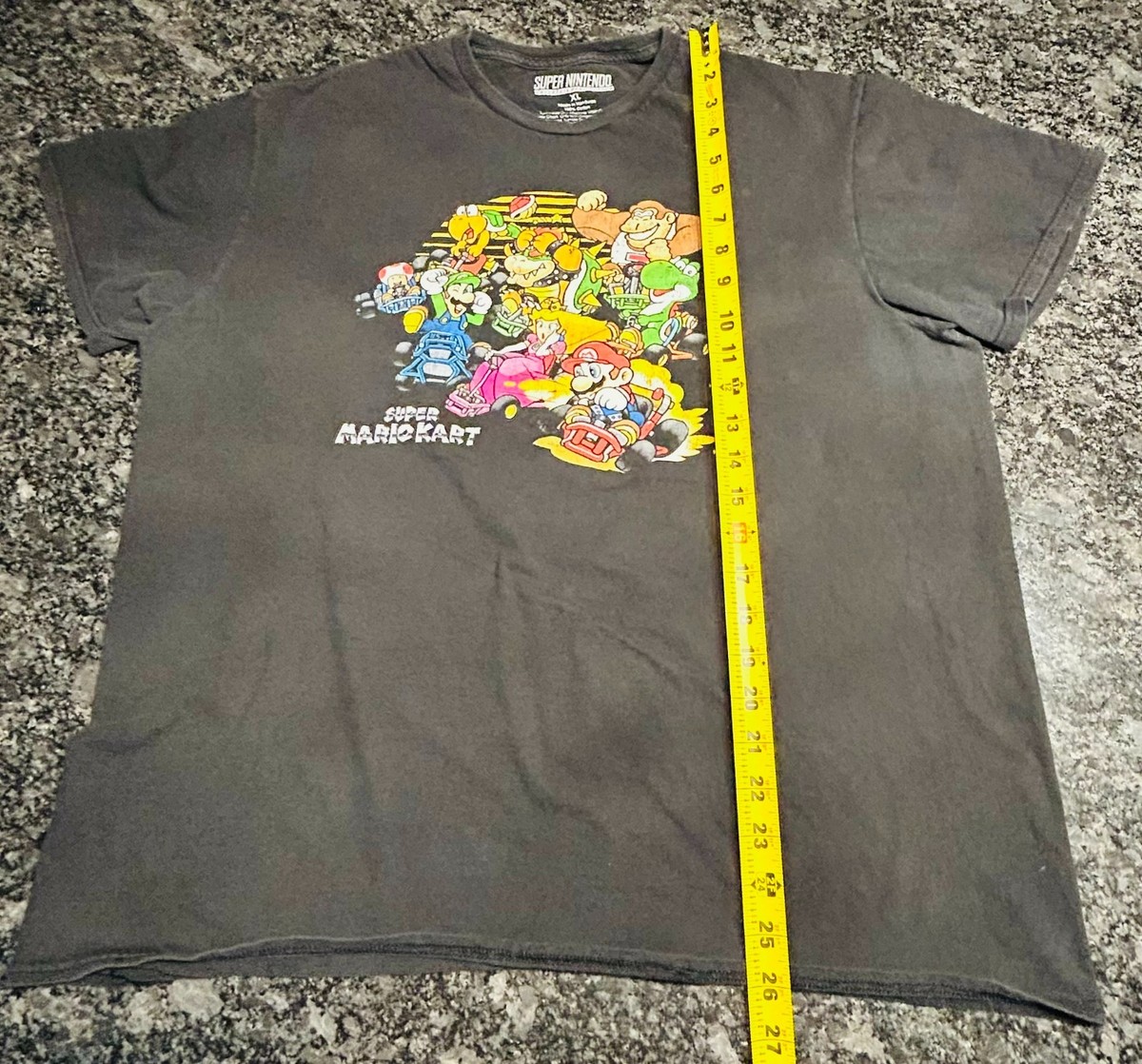 Mario Kart Super Nintendo Black Men's X-Large Graphic T-Shirt