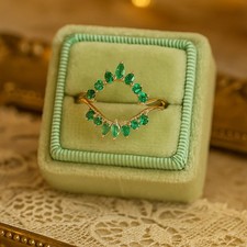 2Ct Pear Cut Simulated Emerald Enhancer Ring 14k Yellow Gold Plated