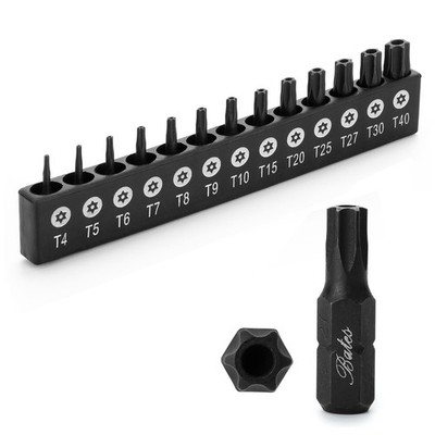 Bates Tamper Proof Torx Bit Set - 13 Piece T4-T40 Torx Security Bit Set
