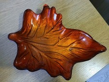 Glass Bright Orange Leaf Shape Dish Tray Decorative Plate
