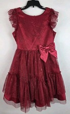 Jona Michelle Girls Dress Size 7 Red Sleeveless Shimmer Glitter Fancy Party