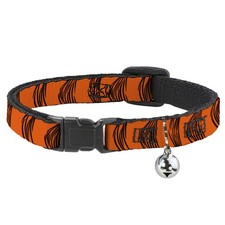 Cat Collar Breakaway with Bell Tigger Stripes Orange/Black NARROW Fits 8.5-12"
