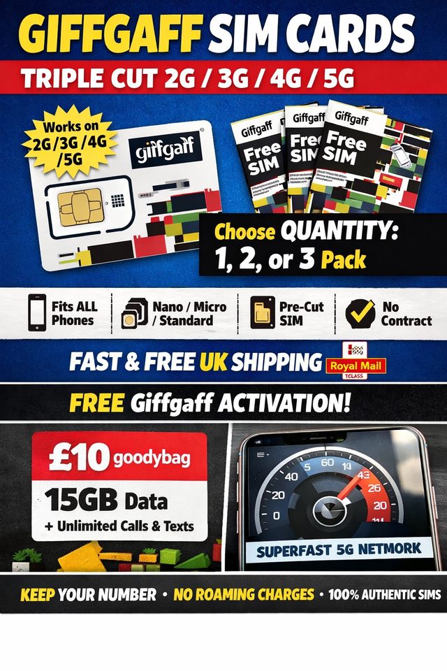 Giffgaff SIM Card PAYG | FREE UK Delivery | 4G/5G | No Contract | Fast ...