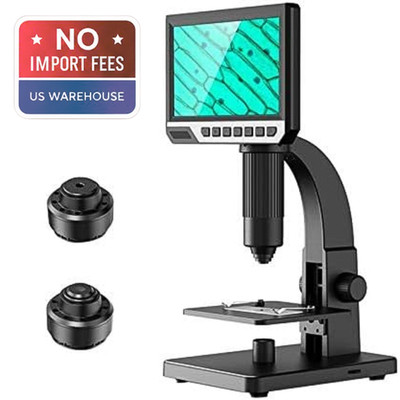 2000X HD Digital Microscope 7'' LCD 12MP Dual Lens Rechargeable Win/Mac NEW