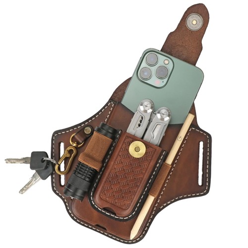 Tourbon Leather Cell Phone Holster Pouch Case Tool Multitool Sheath Flashligh... - Picture 6 of 9