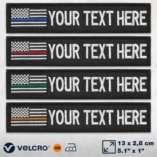 Custom Thin Line American Flag Patch Personalized Embroidered NAME Tape Tag K9