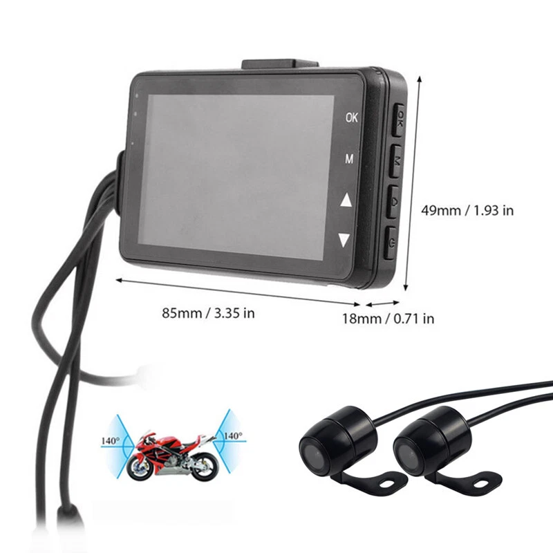 3'' LCD Dual Camera Motorcycle DVR Video Recorder Tachograph Driving Camcorder Foto 3 de 4