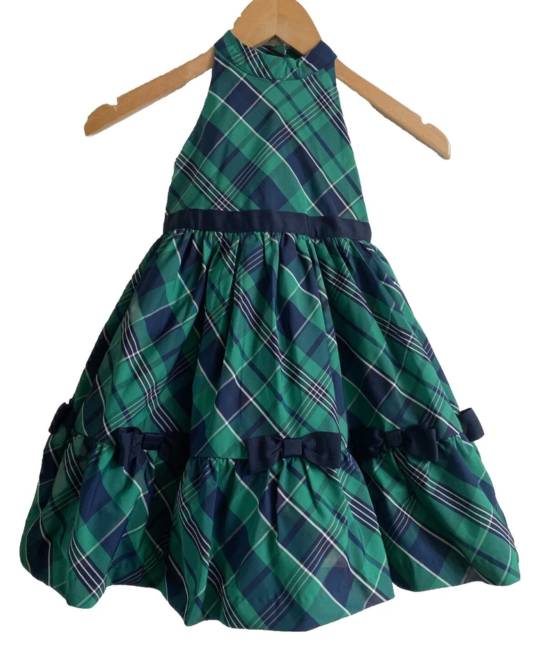 ¡Nuevo sin etiquetas! Vestido sin mangas con lazo a cuadros verde ferry de JANIE & JACK para niñas talla 3 Foto 4 de 4