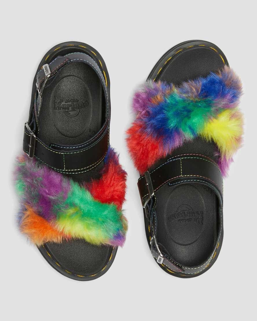 DR. MARTENS VOSS II FLUFFY FAUX FUR STRAP SANDALS image 6
