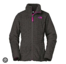 The North Face Grey Pink Fleece Zip Up Jacket Girls Size M 10-12 Laurel Coat