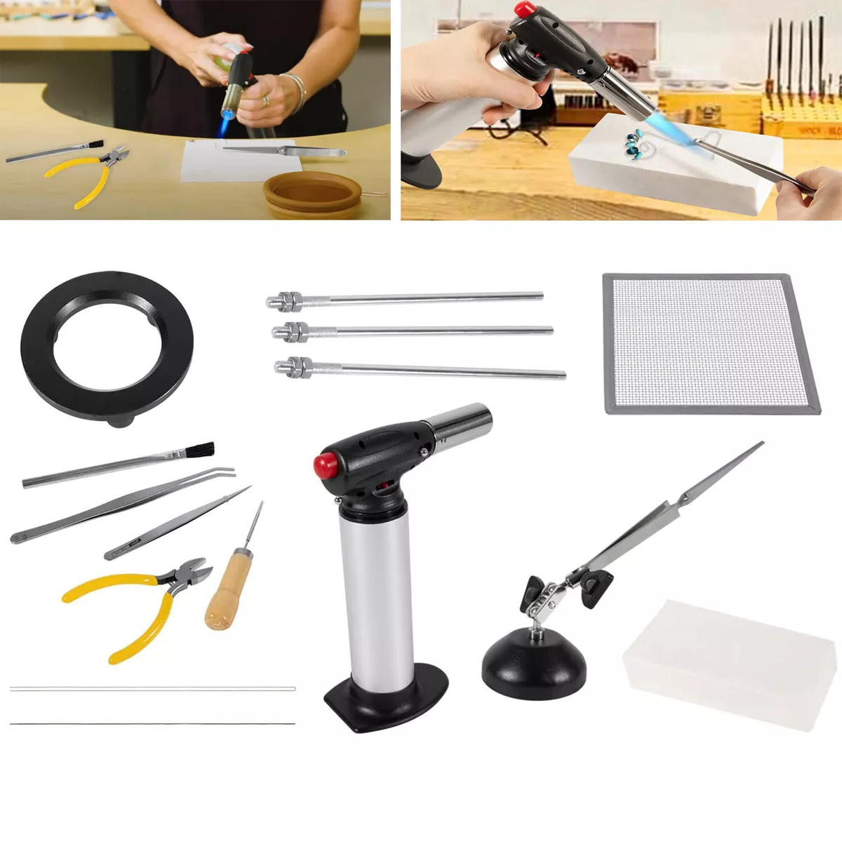 Jewelry Soldering Kit w Butane Torch Third Hand Tripod for Beginner Silversmith