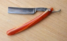 VINTAGE CLAUSS FREMONT, Ohio 602 STRAIGHT  RAZOR. Orange Handle