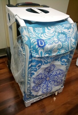 ZUCA Rolling Travel Bag Sports School Blue Christmas Snow Flake Light Up Wheels