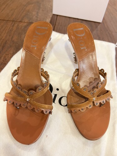 Dior Women Sandals, Size 6.5, Camel, D Hanging Charm, Slip On - Picture 2 of 6