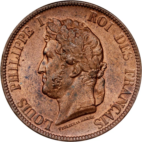 French Colonies 10 Centimes 1839-A Louis Philippe I NGC MS62RB Paris Mint