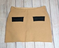 URBAN OUTFITTERS Women's Tan Knit Mini Skirt Black Pockets Size Small NEW