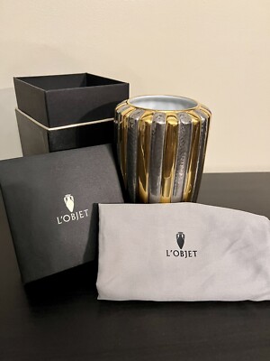 L objet Gold+Platinum Voyage d Or Vase-Small