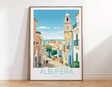 Albufeira Portugal, Houses and Sea View Poster Premium Quality Choose your Size
