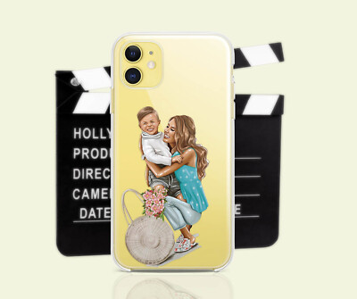 Happy mom and son case for Phone 14 13 12 11 Pro Max mini X XS 8 7 Plus 6 Se 5